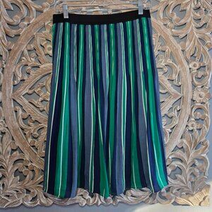 Worthington Pleated Midi Skirt blue green NWT's Size M